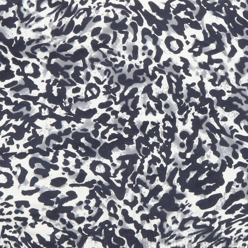 M&Co Womens Blue V-Neck Animal Print Cotton Cardigan Jumper Size 2XL - Cheater Print