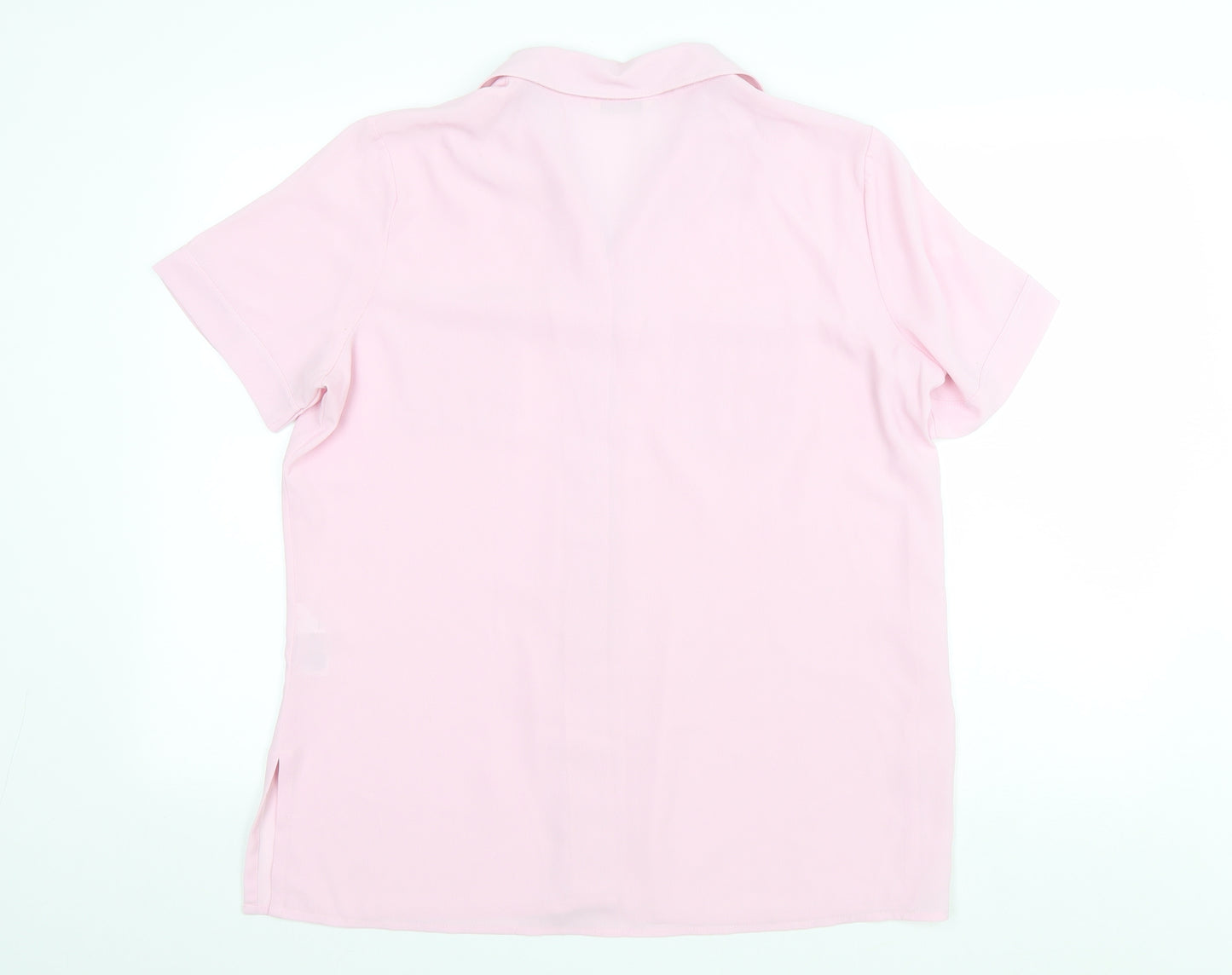 Marks and Spencer Womens Pink Polyester Basic Button-Up Size 16 Collared