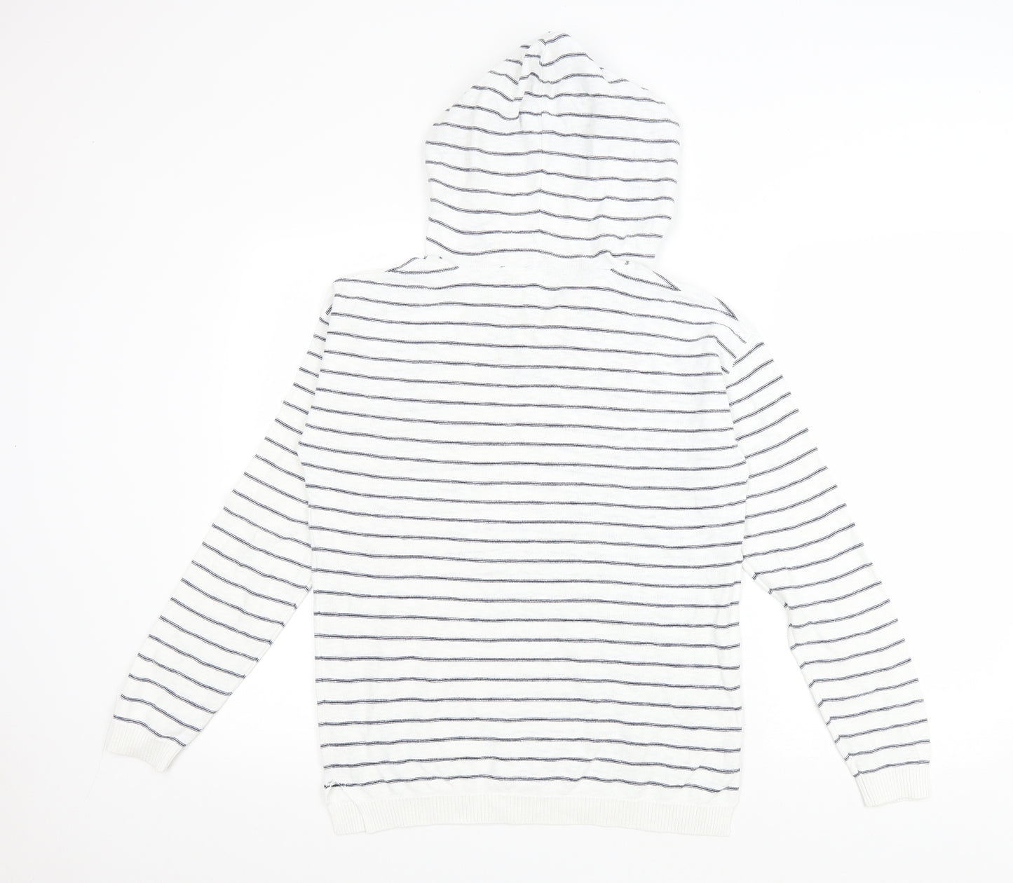 Fatface Womens White Striped Cotton Pullover Hoodie Size 8 Pullover