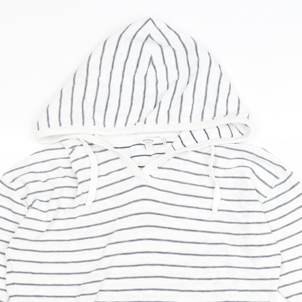 Fatface Womens White Striped Cotton Pullover Hoodie Size 8 Pullover