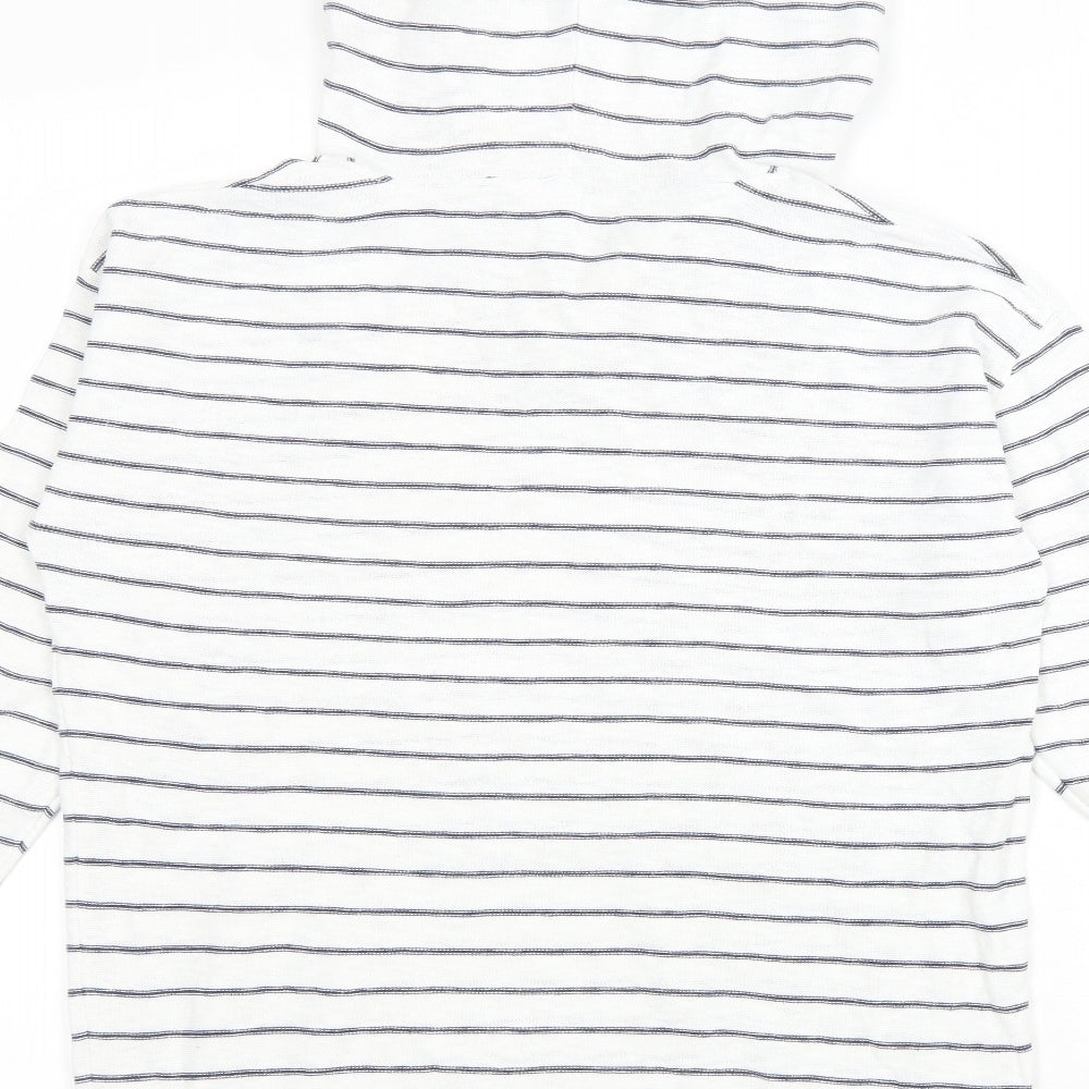 Fatface Womens White Striped Cotton Pullover Hoodie Size 8 Pullover