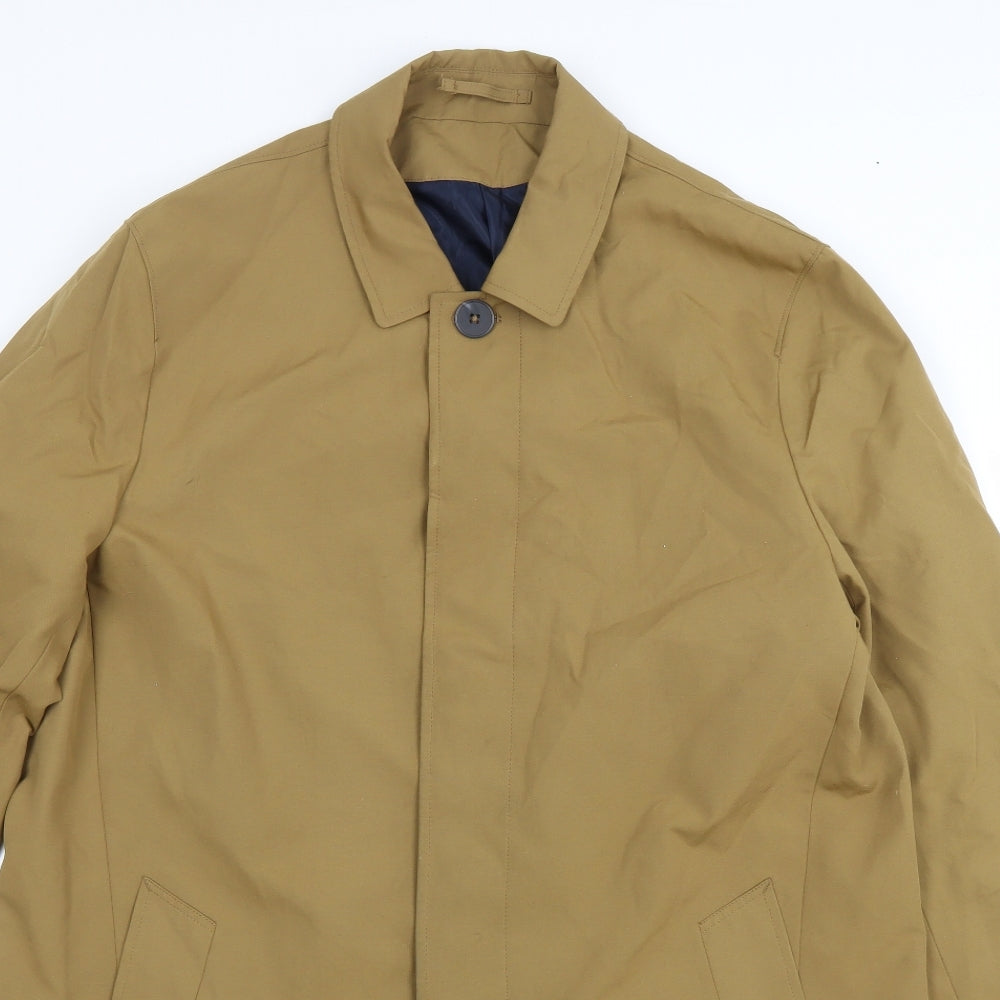 Burton Mens Brown Overcoat Coat Size L Button