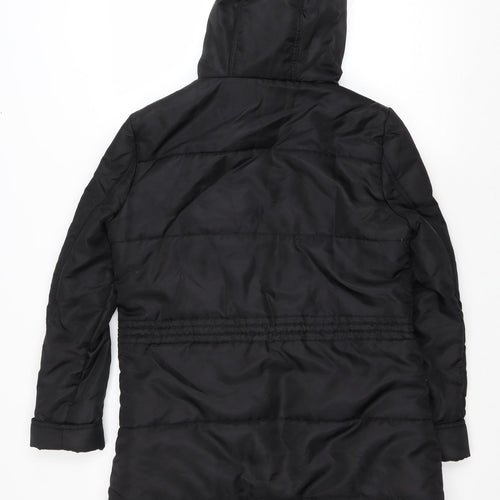 Threadbare Womens Black Parka Coat Size 8 Zip