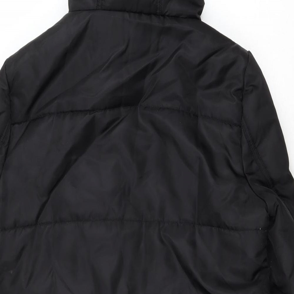 Threadbare Womens Black Parka Coat Size 8 Zip