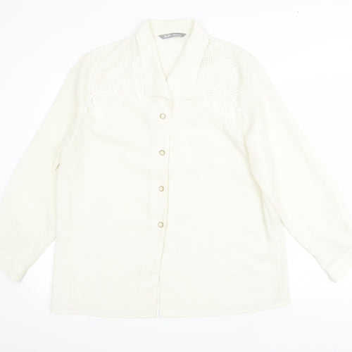The Pearl Collection Womens Ivory Polyester Basic Button-Up Size 18 Collared - Lace Detail