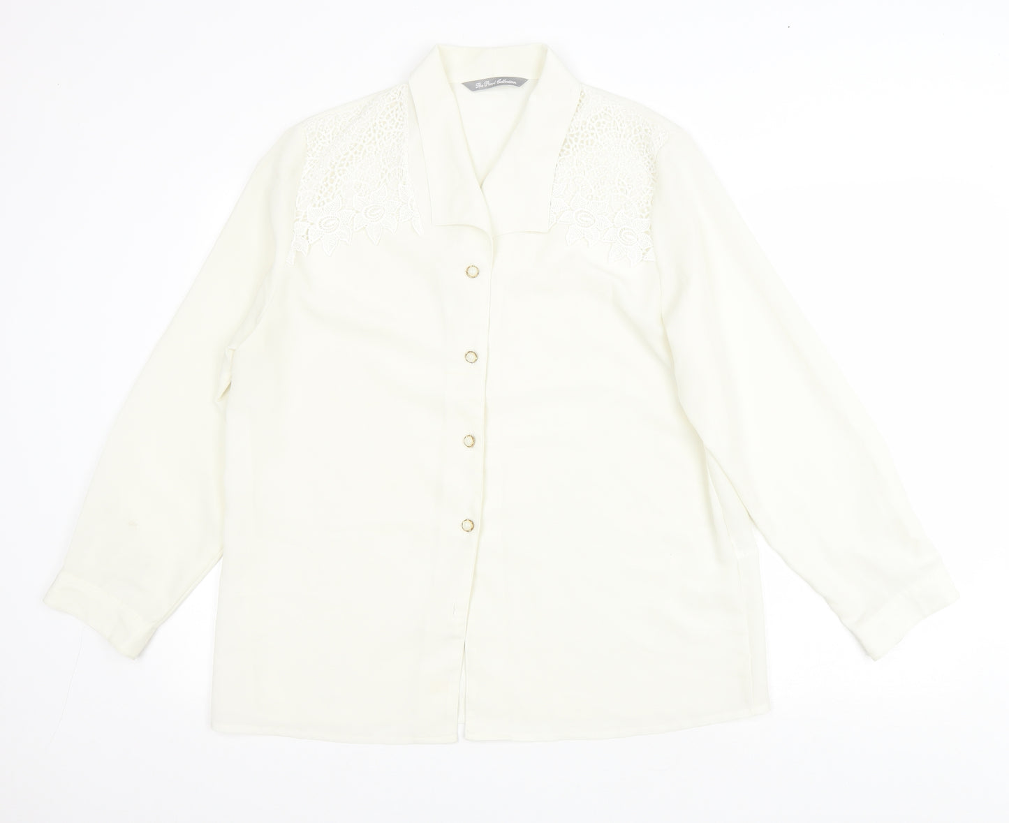 The Pearl Collection Womens Ivory Polyester Basic Button-Up Size 18 Collared - Lace Detail