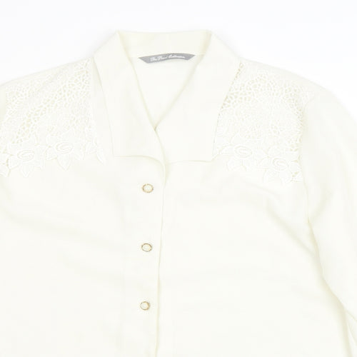 The Pearl Collection Womens Ivory Polyester Basic Button-Up Size 18 Collared - Lace Detail