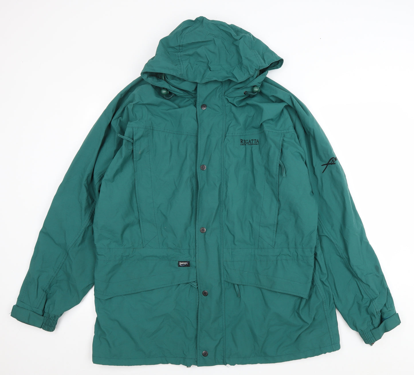 Regatta Mens Green Rain Coat Coat Size L Zip