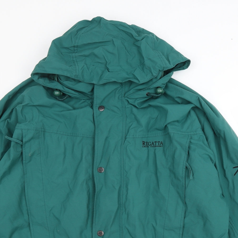 Regatta Mens Green Rain Coat Coat Size L Zip