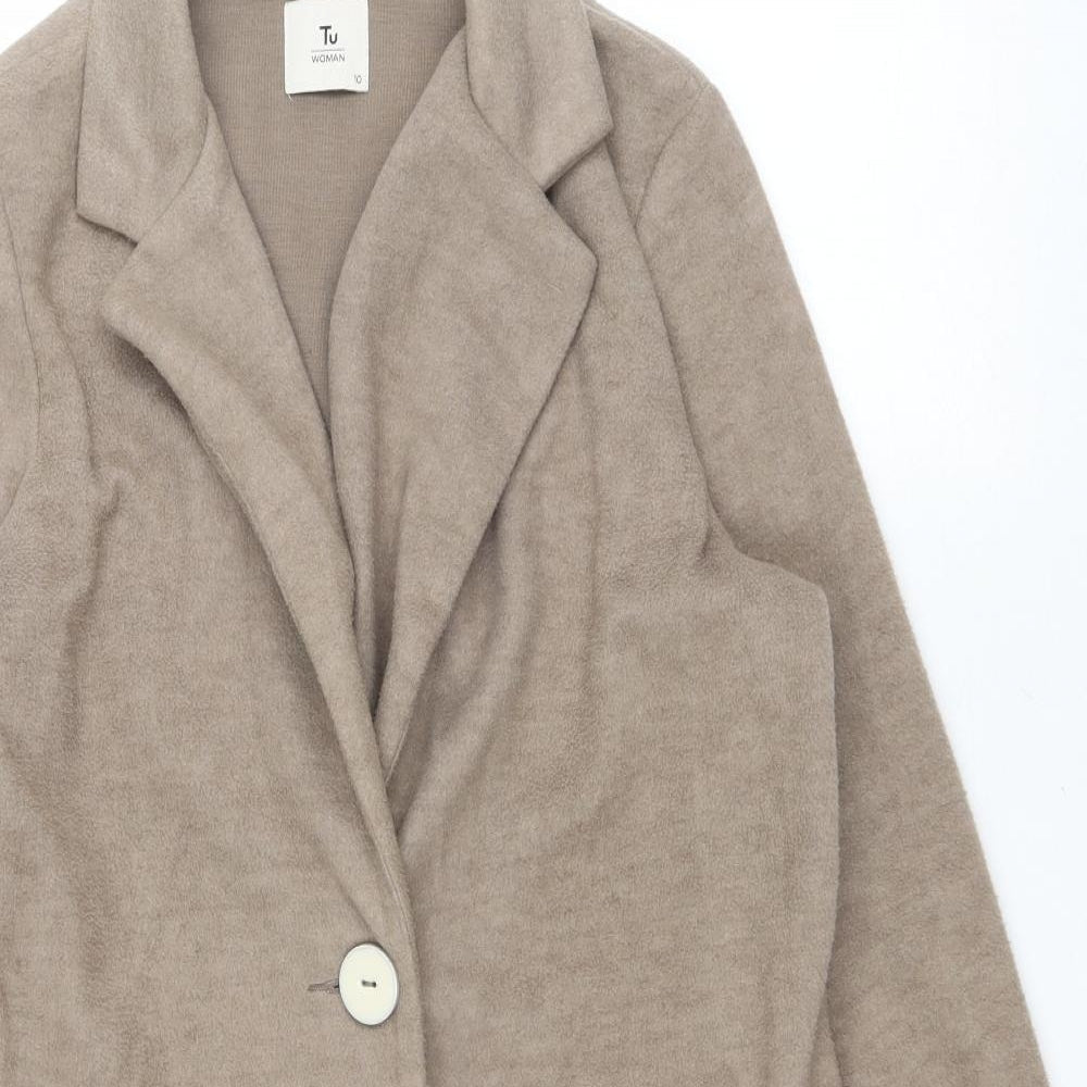 TU Womens Brown Overcoat Coat Size 10 Button