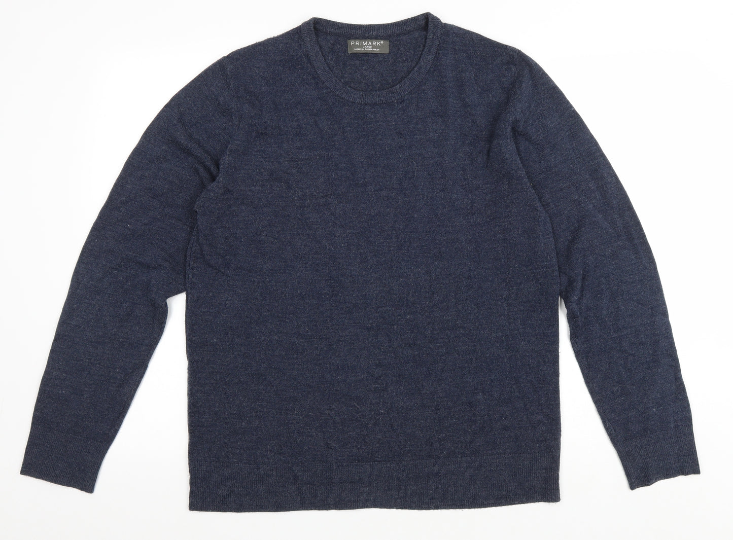 Primark Mens Black Round Neck Acrylic Pullover Jumper Size L
