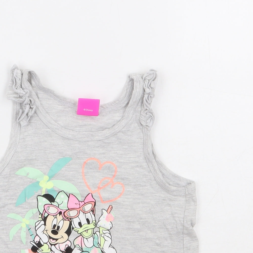 PEP&CO Girls Grey Cotton Basic Tank Size 3-4 Years Round Neck Pullover - Minnie Mouse Best Friends