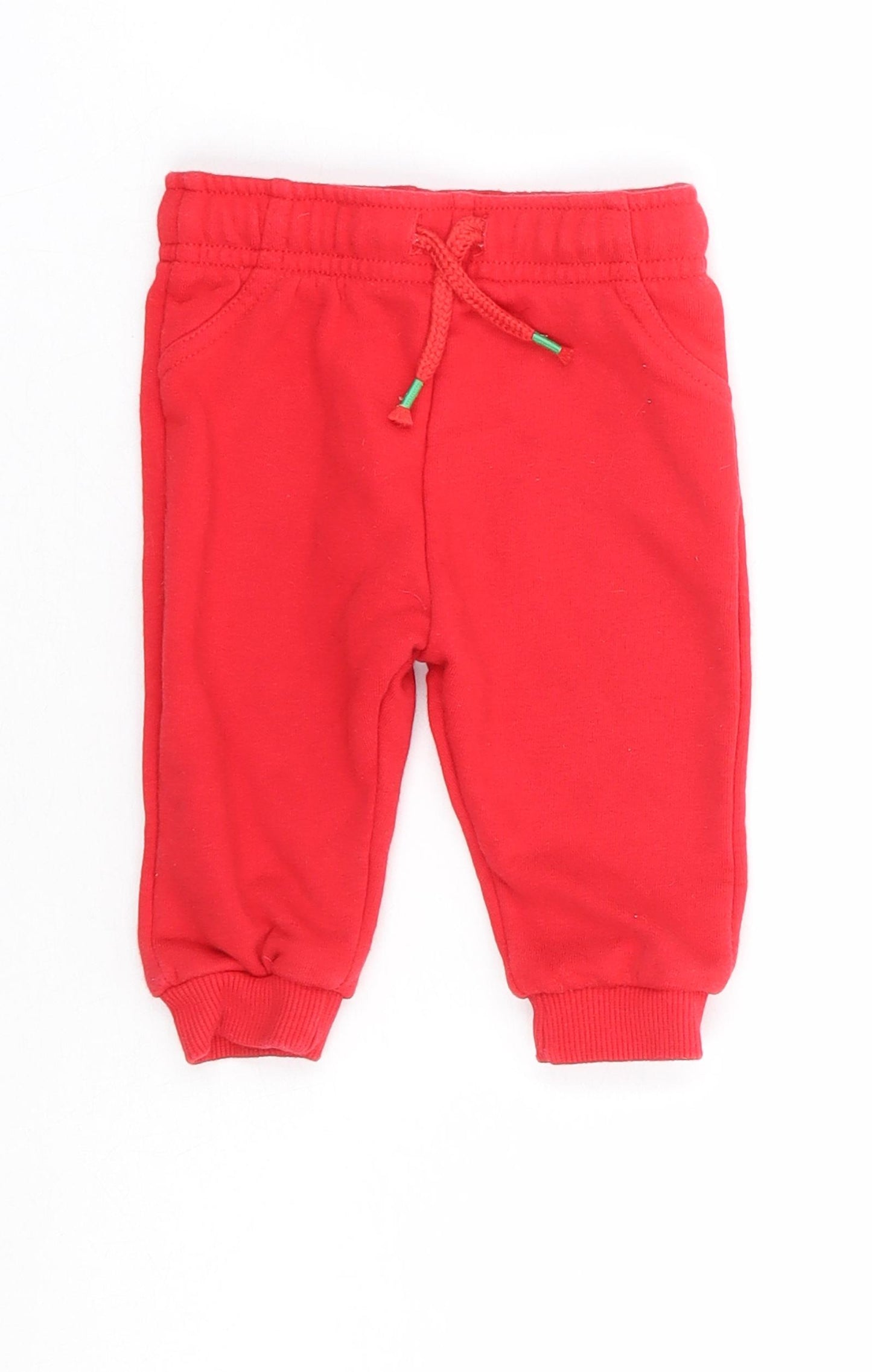 F&F Baby Red Cotton Jogger Trousers Size 3-6 Months Drawstring