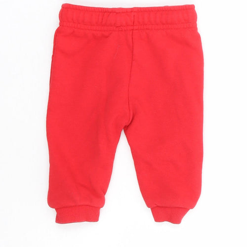F&F Baby Red Cotton Jogger Trousers Size 3-6 Months Drawstring