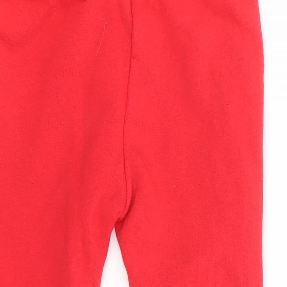 F&F Baby Red Cotton Jogger Trousers Size 3-6 Months Drawstring