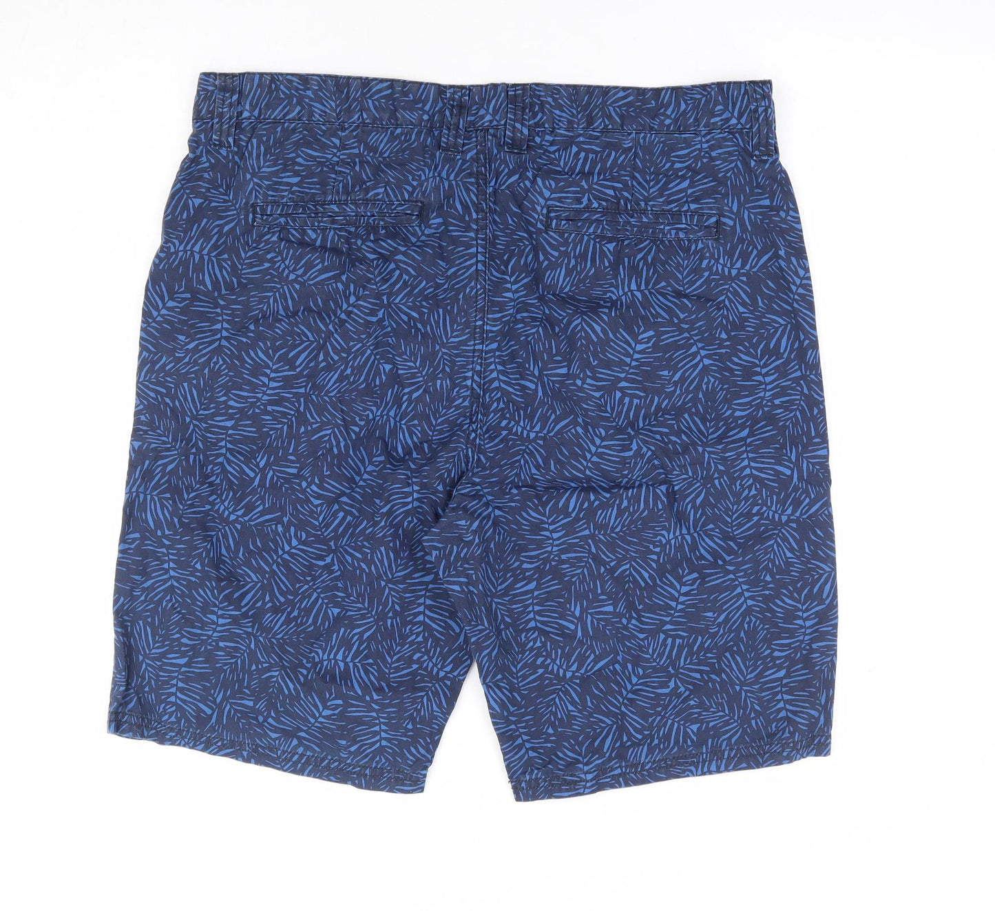 Crew Clothing Company Mens Blue Geometric Cotton Chino Shorts Size 36 in L12 in Regular Zip