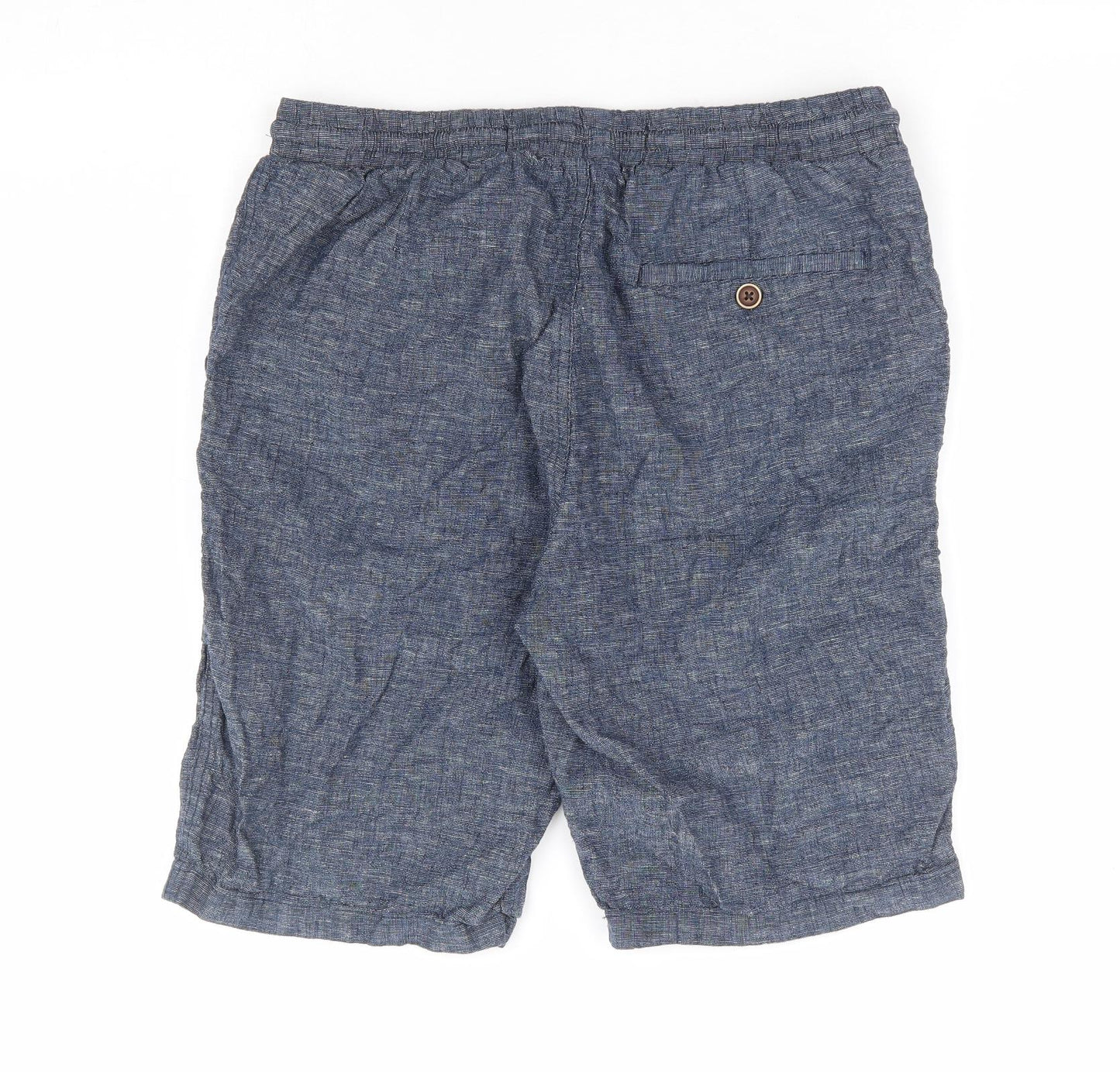 Primark Mens Blue Linen Chino Shorts Size M L10 in Regular Drawstring