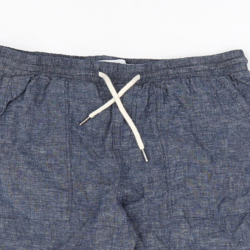 Primark Mens Blue Linen Chino Shorts Size M L10 in Regular Drawstring