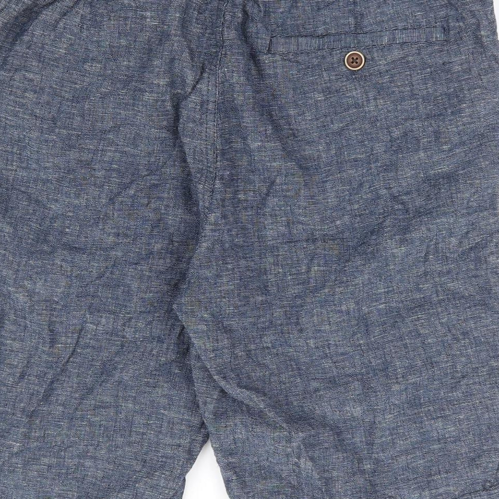 Primark Mens Blue Linen Chino Shorts Size M L10 in Regular Drawstring