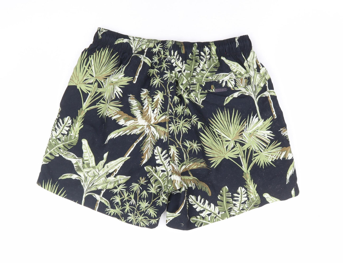 F&F Mens Black Geometric Polyester Sweat Shorts Size M L8 in Regular Drawstring - Leaf Print Swim Short