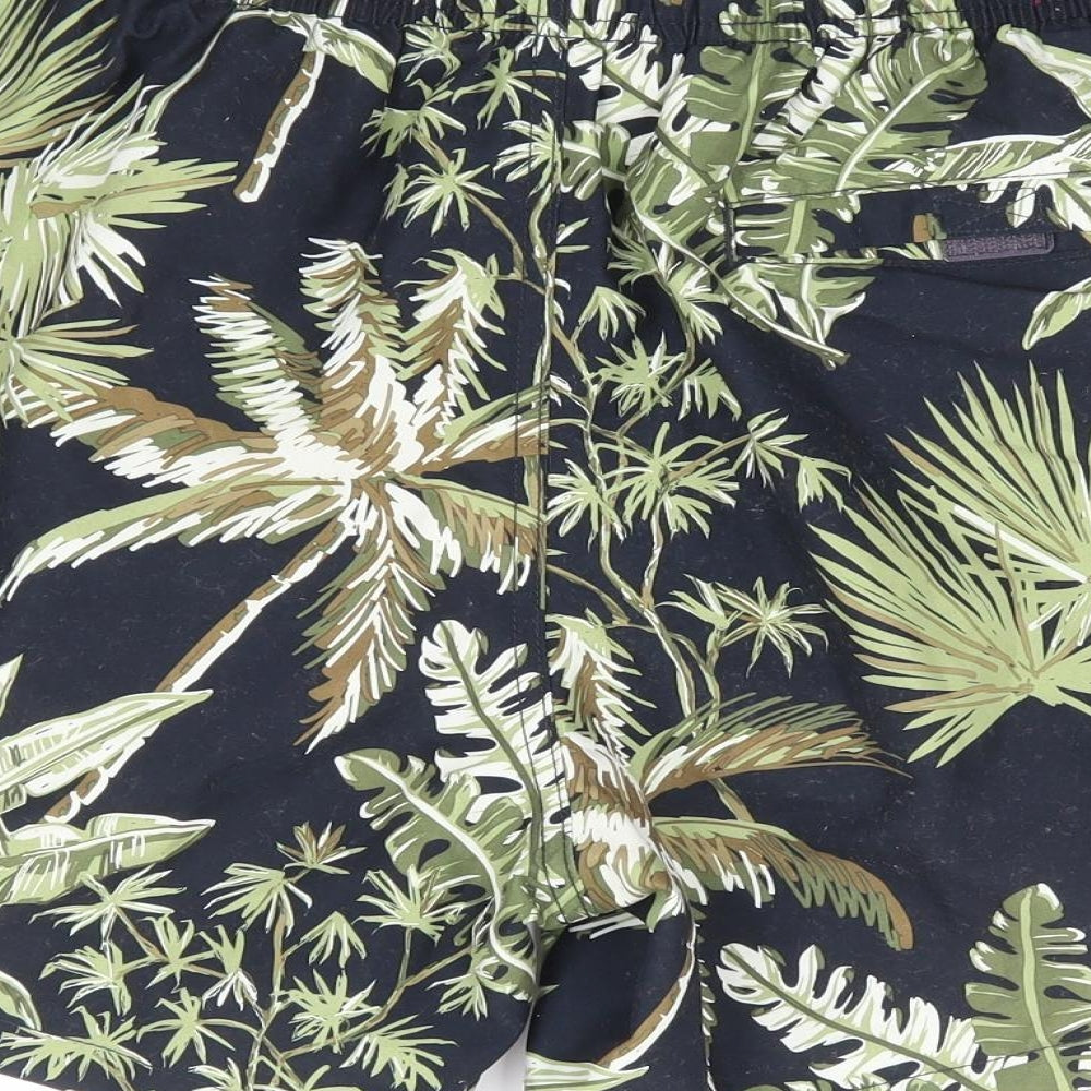 F&F Mens Black Geometric Polyester Sweat Shorts Size M L8 in Regular Drawstring - Leaf Print Swim Short