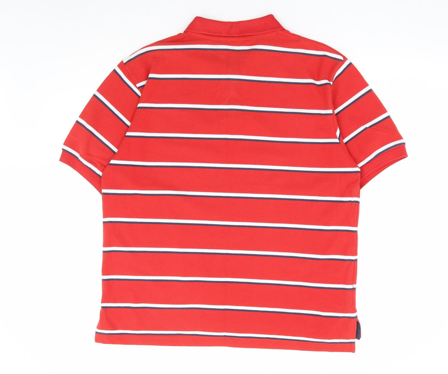Lonsdale Mens Red Striped Polyester Polo Size L Collared Button