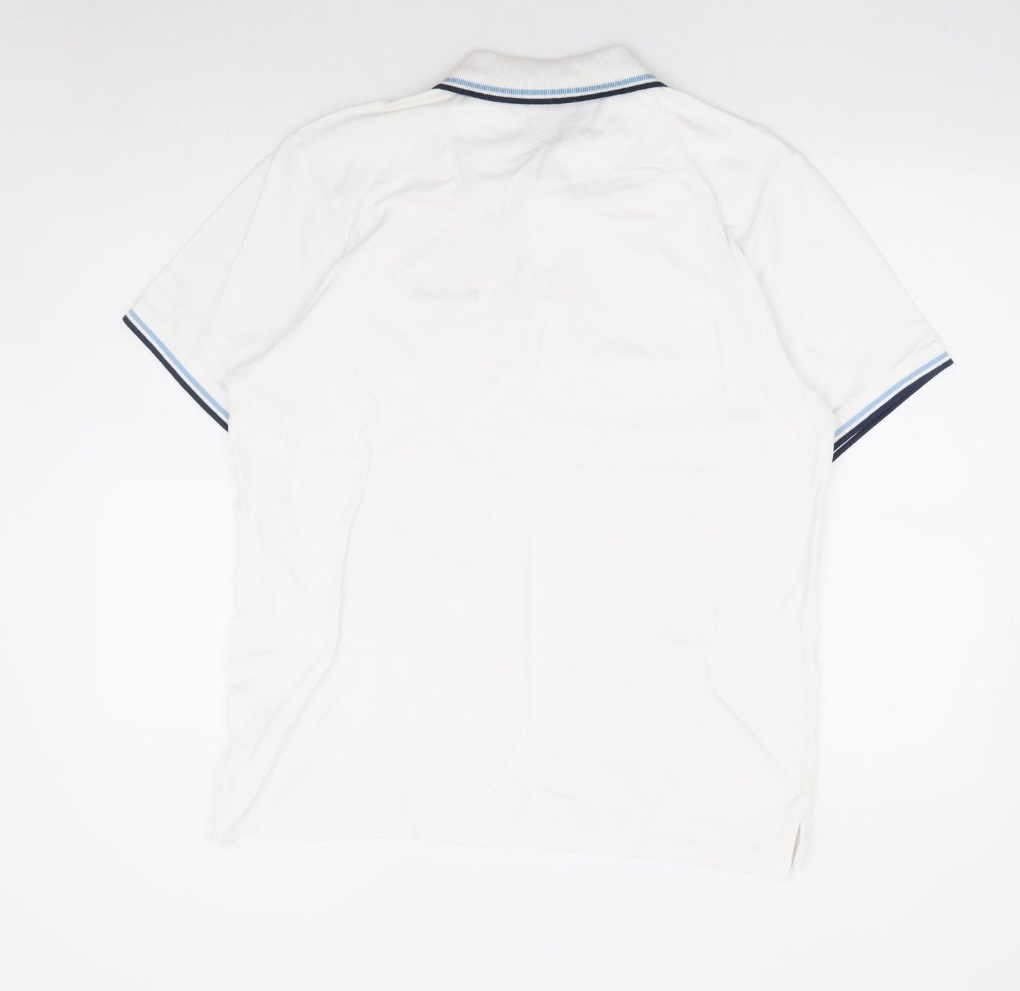 Pierre Cardin Mens White Cotton Polo Size L Collared Button - Contrast Trim