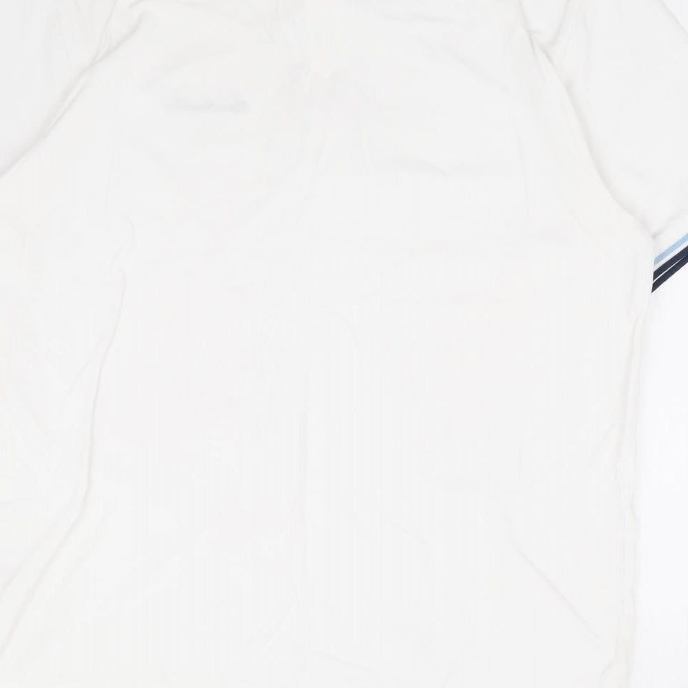 Pierre Cardin Mens White Cotton Polo Size L Collared Button - Contrast Trim