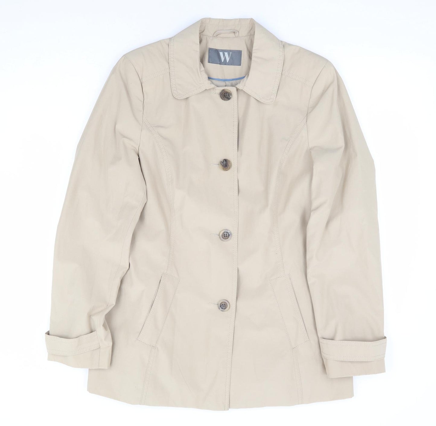 BHS Womens Beige Overcoat Coat Size 14 Button