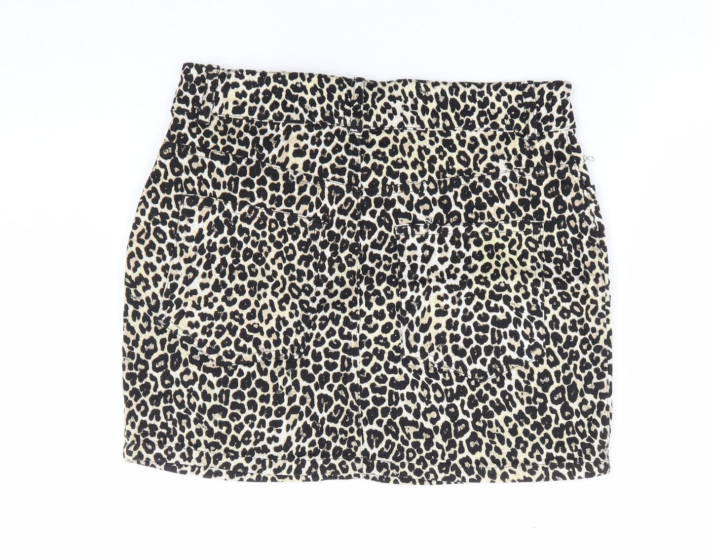 Motel Womens Brown Animal Print Cotton Mini Skirt Size S Zip