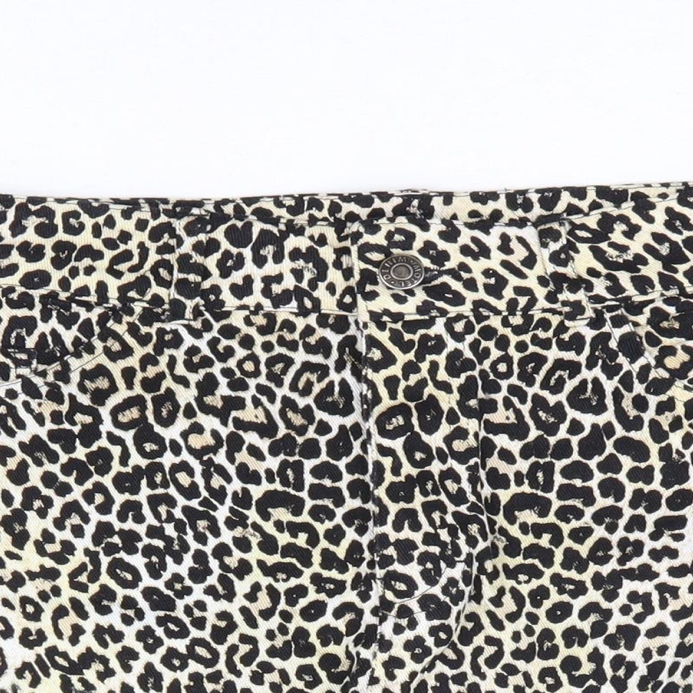 Motel Womens Brown Animal Print Cotton Mini Skirt Size S Zip