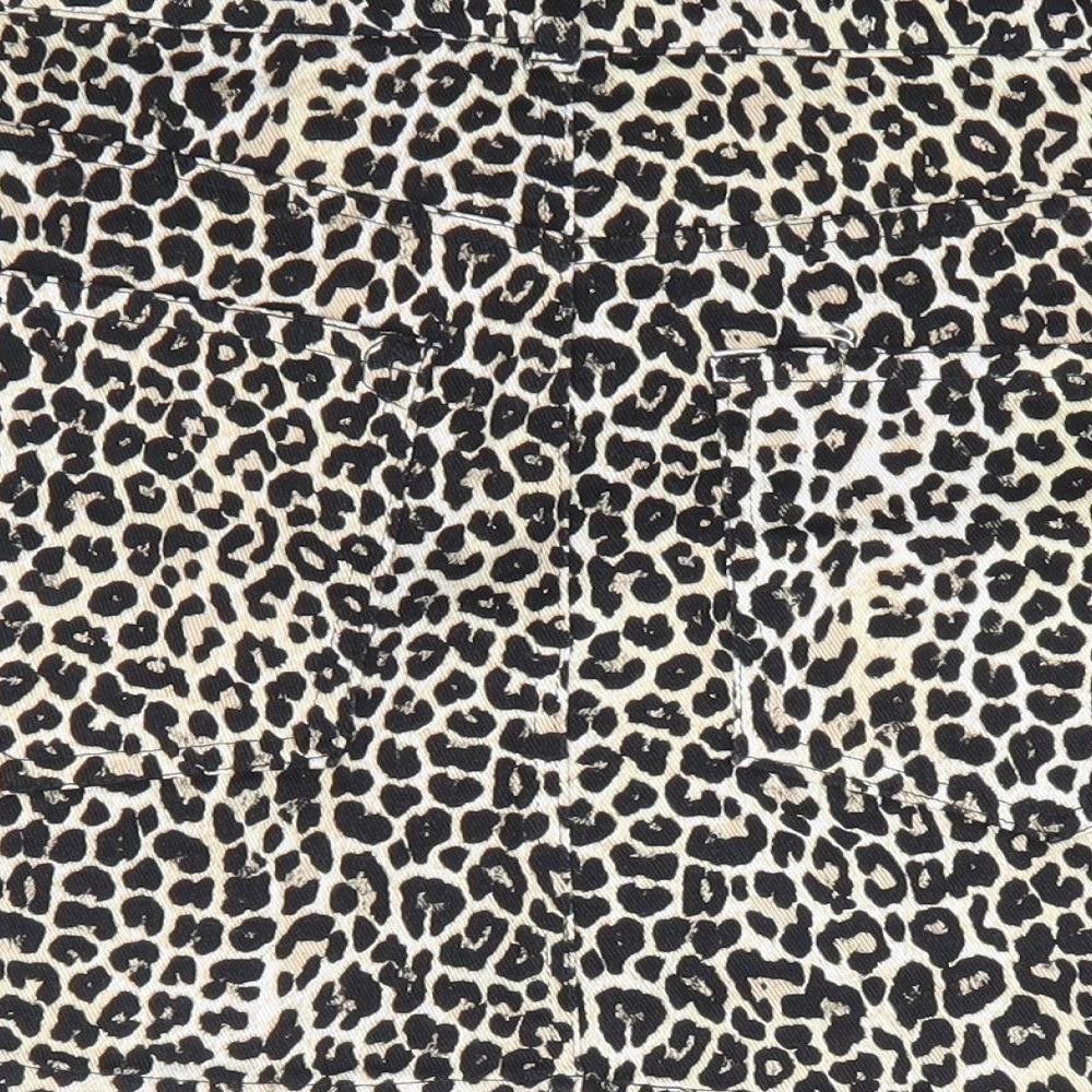 Motel Womens Brown Animal Print Cotton Mini Skirt Size S Zip