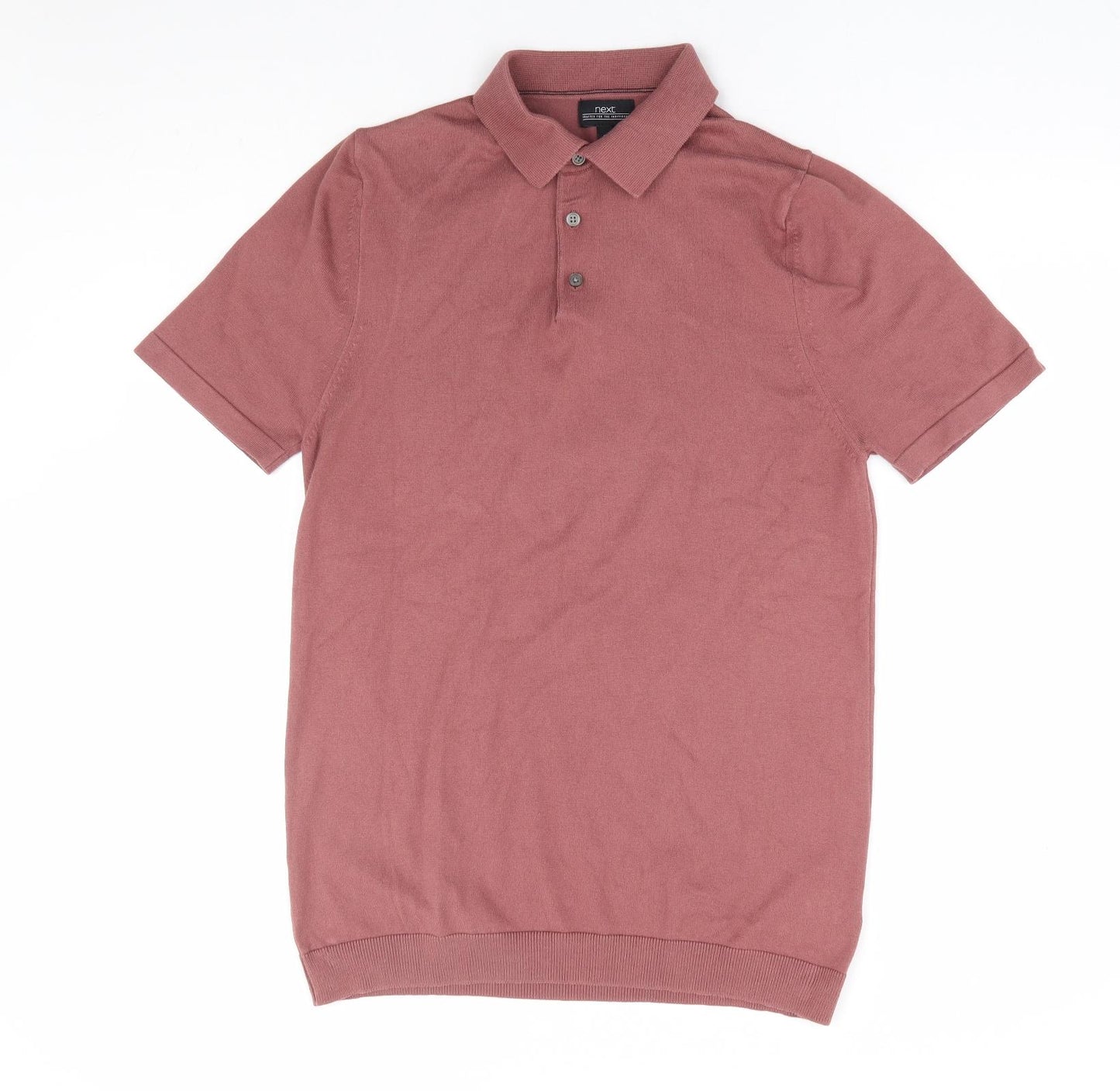 NEXT Mens Brown Cotton Polo Size S Collared Button