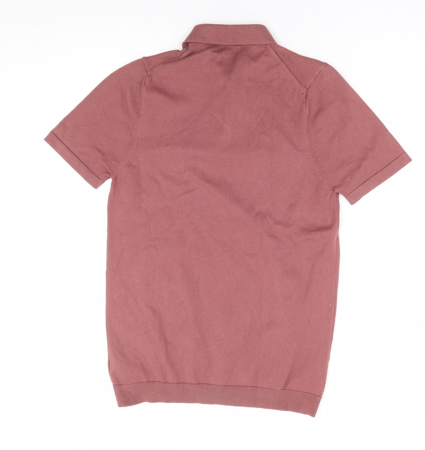 NEXT Mens Brown Cotton Polo Size S Collared Button
