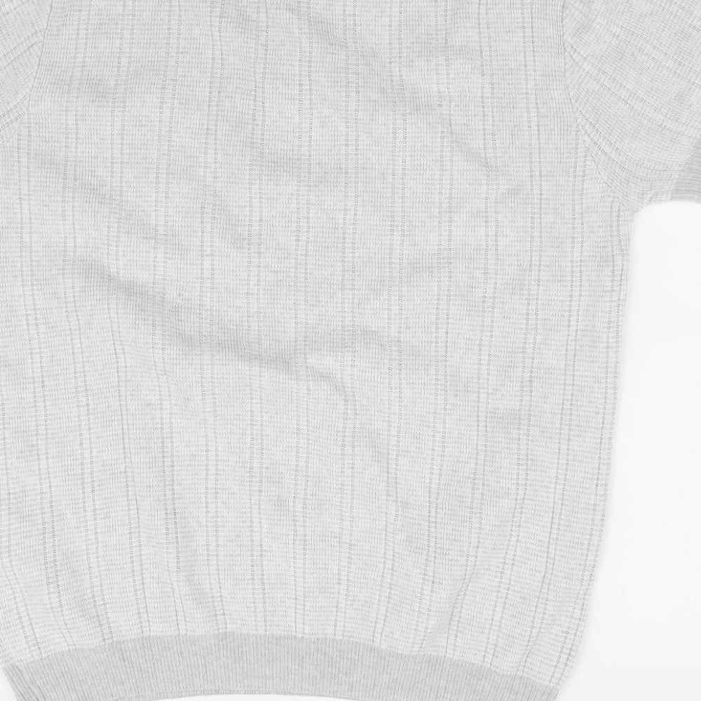 Marks and Spencer Mens Grey Collared Cotton Pullover Jumper Size S - Kestin Hare Collection
