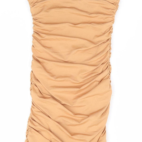 Oh Polly Womens Yellow Polyester Bodycon Size 8 Square Neck Pullover