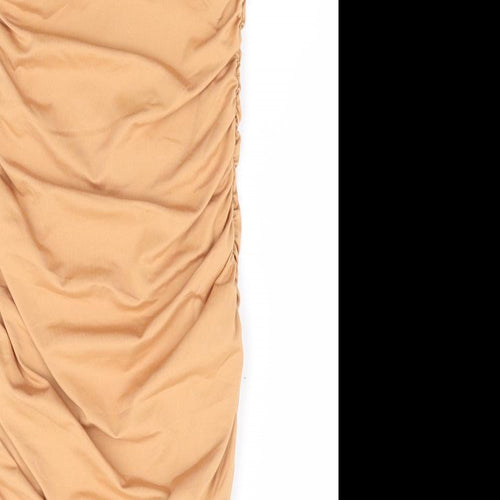 Oh Polly Womens Yellow Polyester Bodycon Size 8 Square Neck Pullover