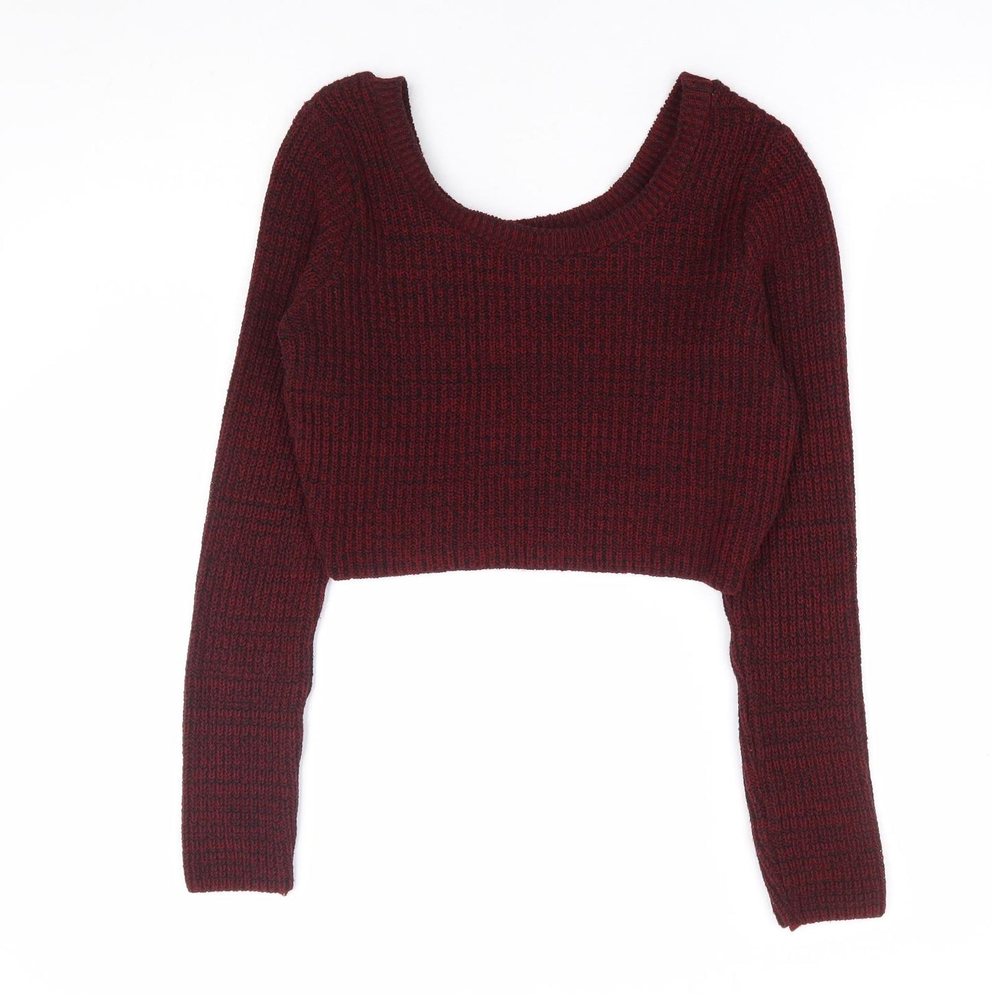Missguided Womens Red Scoop Neck Acrylic Pullover Jumper Size 10 - Cropped