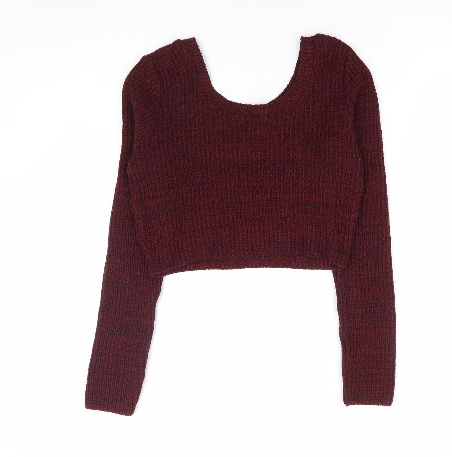 Missguided Womens Red Scoop Neck Acrylic Pullover Jumper Size 10 - Cropped