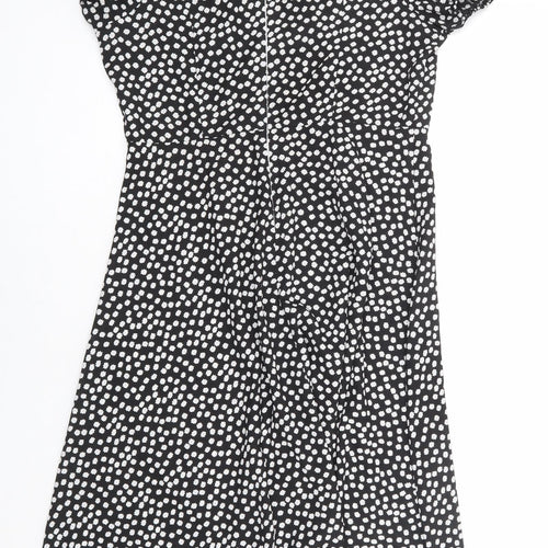 SheIn Womens Black Floral Polyester A-Line Size L Square Neck Zip - Daisy
