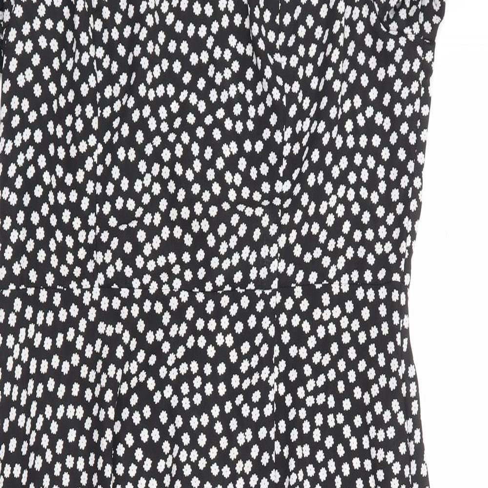 SheIn Womens Black Floral Polyester A-Line Size L Square Neck Zip - Daisy