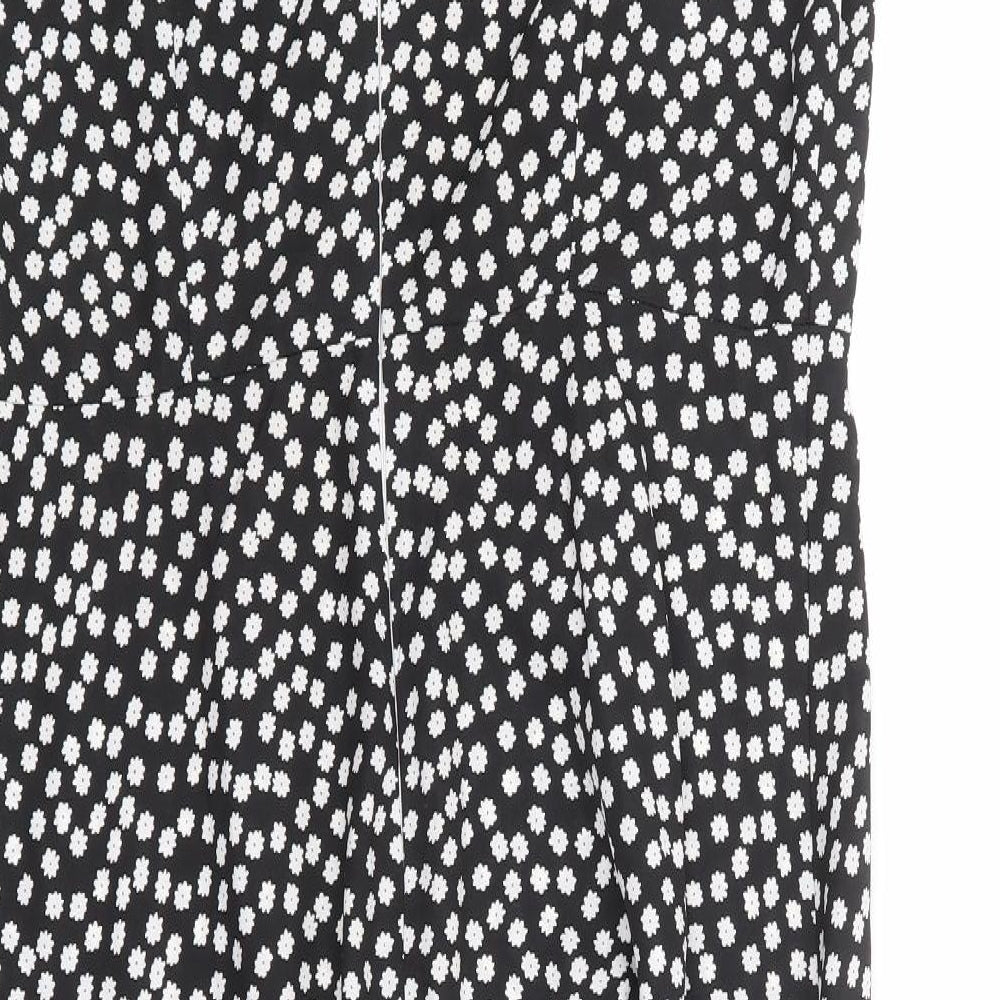 SheIn Womens Black Floral Polyester A-Line Size L Square Neck Zip - Daisy