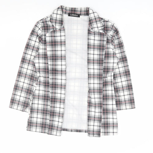 Lasula Womens Black Plaid Jacket Blazer Size 8