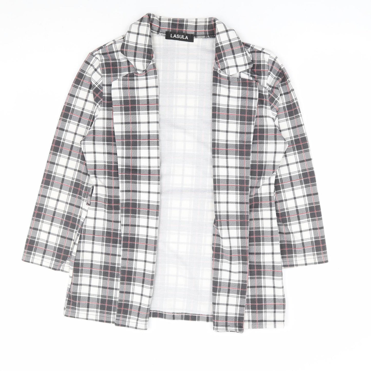 Lasula Womens Black Plaid Jacket Blazer Size 8