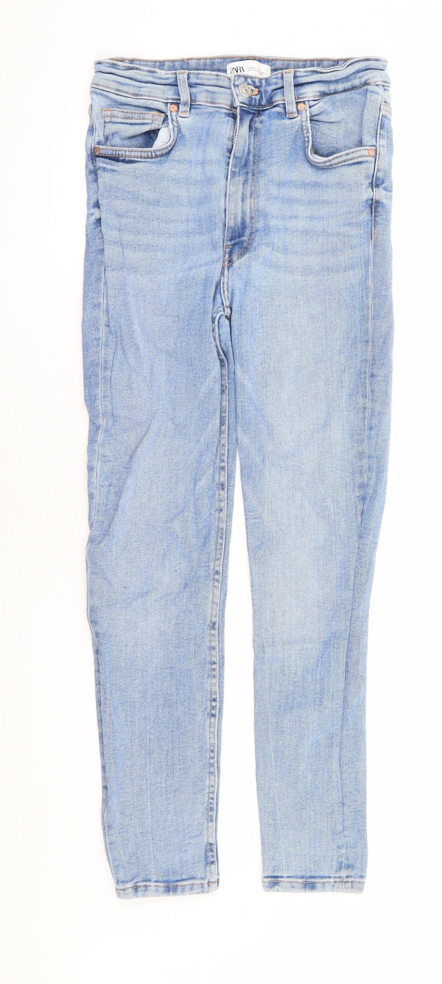 Zara Womens Blue Cotton Skinny Jeans Size 10 L27 in Regular Zip