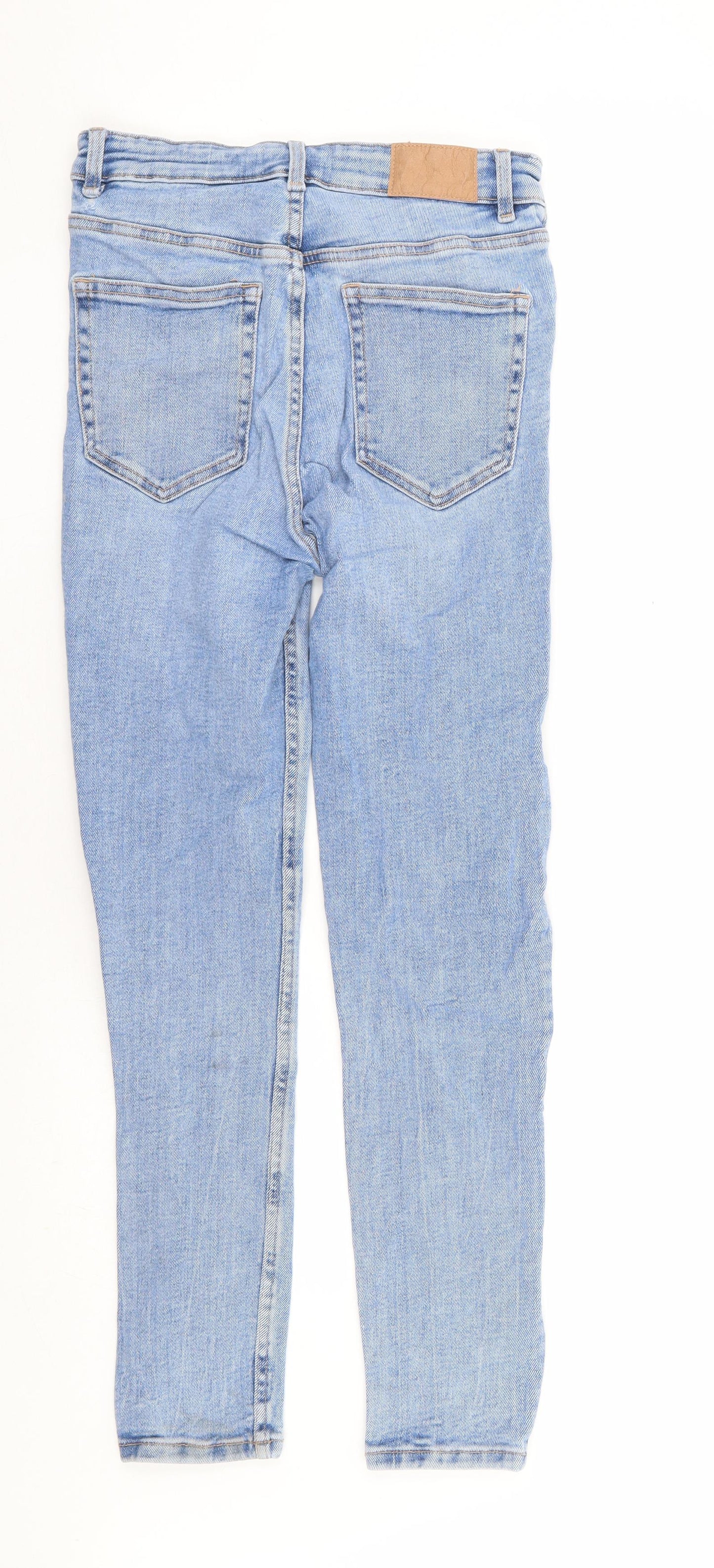 Zara Womens Blue Cotton Skinny Jeans Size 10 L27 in Regular Zip