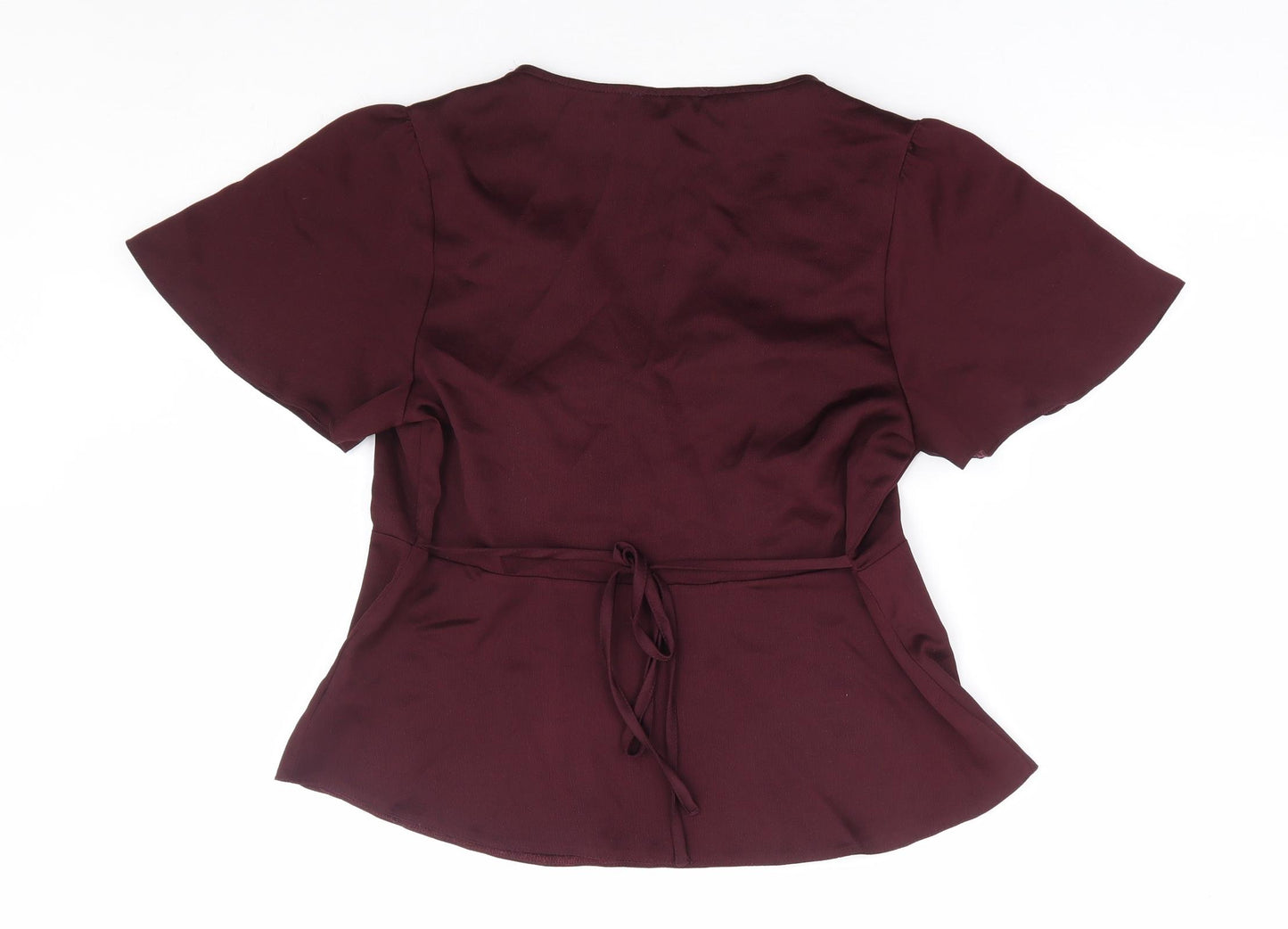 New Look Womens Purple Polyester Basic Blouse Size 10 V-Neck