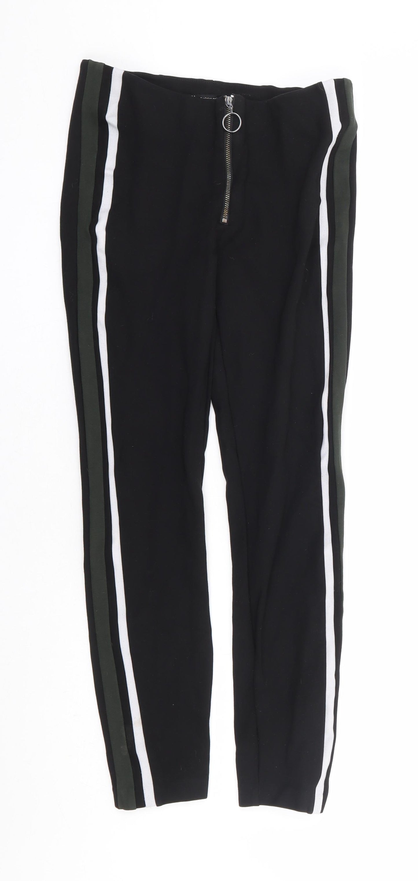 Zara Womens Black Polyester Trousers Size M L26 in Regular Zip - Treggings