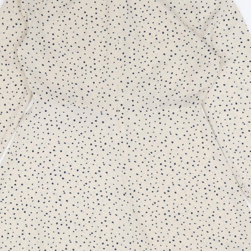 Nasty Gal Womens Ivory Polka Dot Polyester Fit & Flare Size 10 Mock Neck Zip