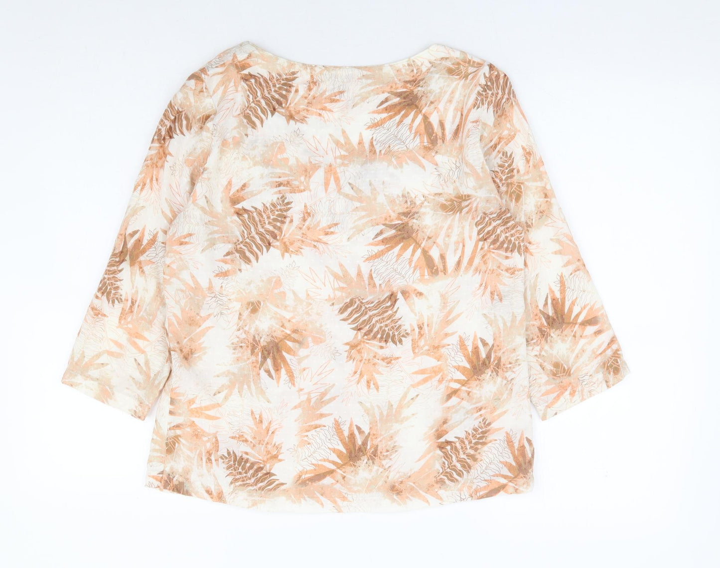 Marks and Spencer Womens Orange Geometric Viscose Basic Blouse Size 10 V-Neck